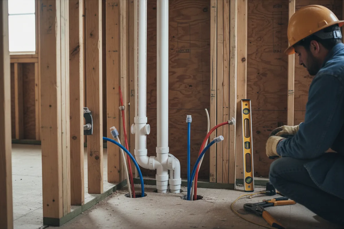 Drain and supply rough-in during Sump Pump Repair in Dryden